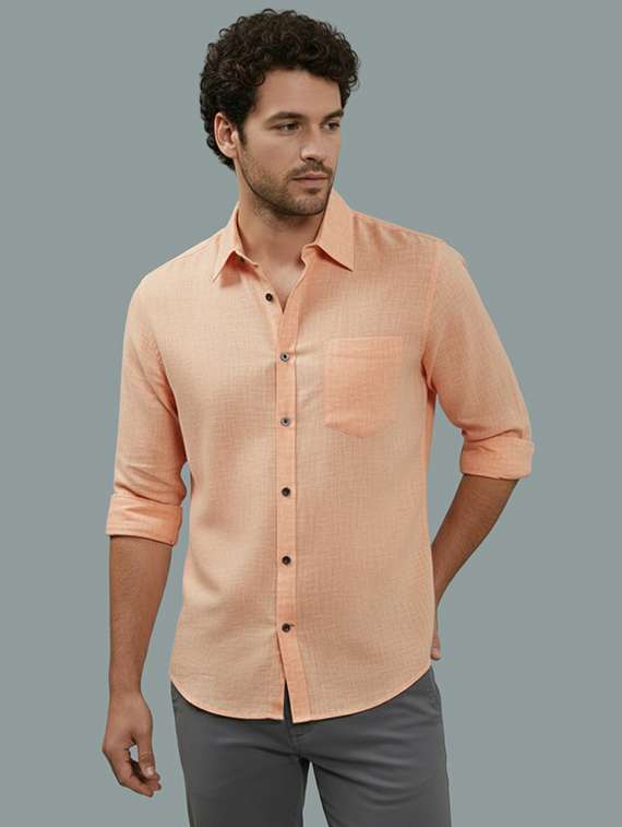 men solid long sleeve regular fit casual shirt