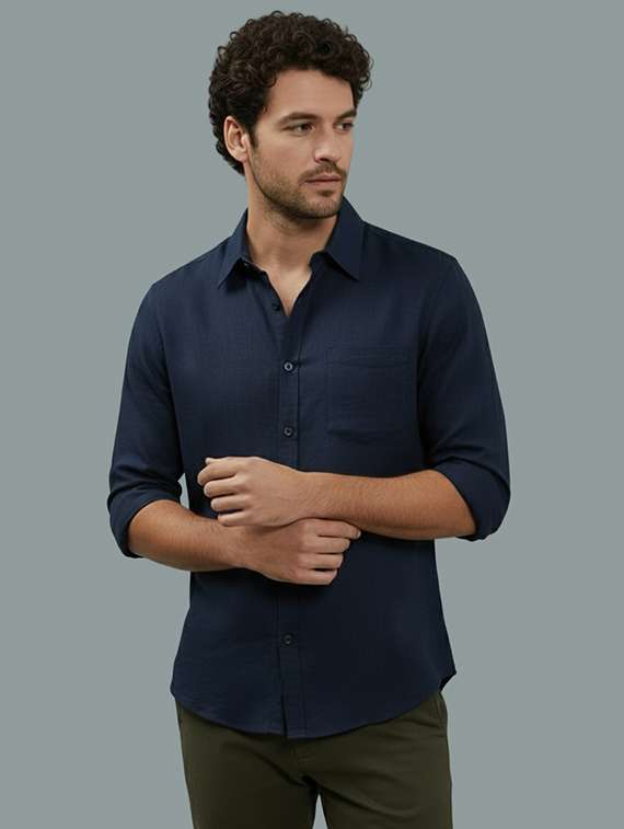 men solid long sleeve regular fit casual shirt