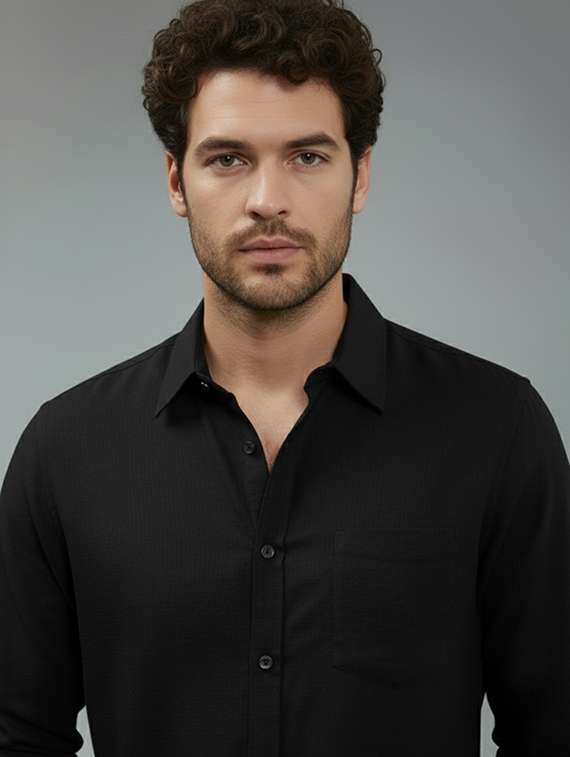 men solid long sleeve regular fit casual shirt - 22325044 -  Standard Image - 3