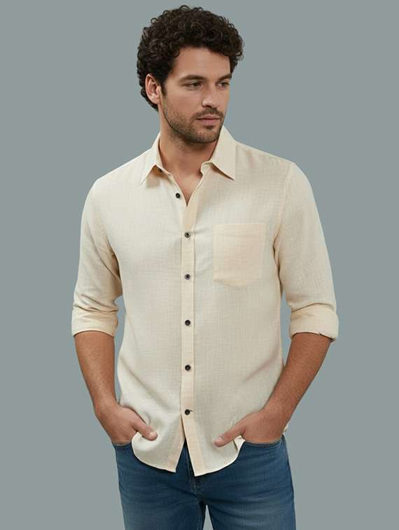 men solid long sleeve regular fit casual shirt