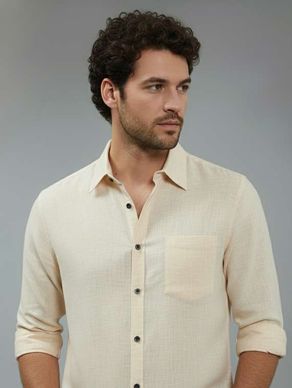 men solid long sleeve regular fit casual shirt - 22325045 -  Standard Image - 3
