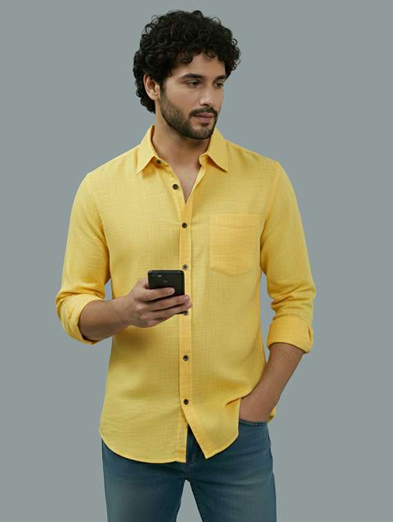 men solid long sleeve regular fit casual shirt