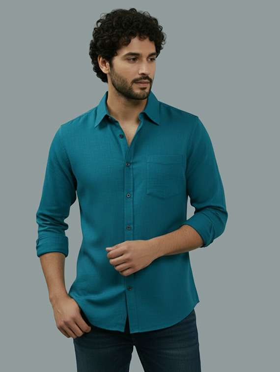 men solid long sleeve regular fit casual shirt