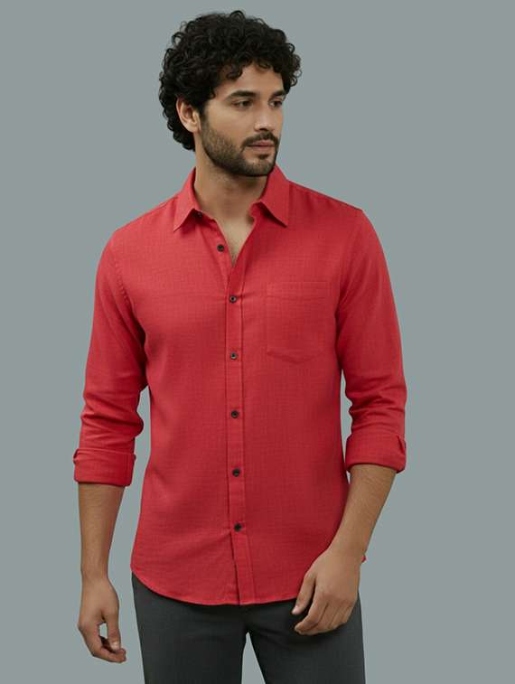 men solid long sleeve regular fit casual shirt