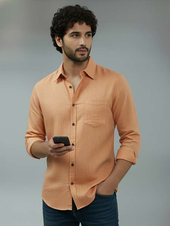 men solid long sleeve regular fit casual shirt