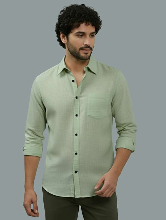 men solid long sleeve regular fit casual shirt