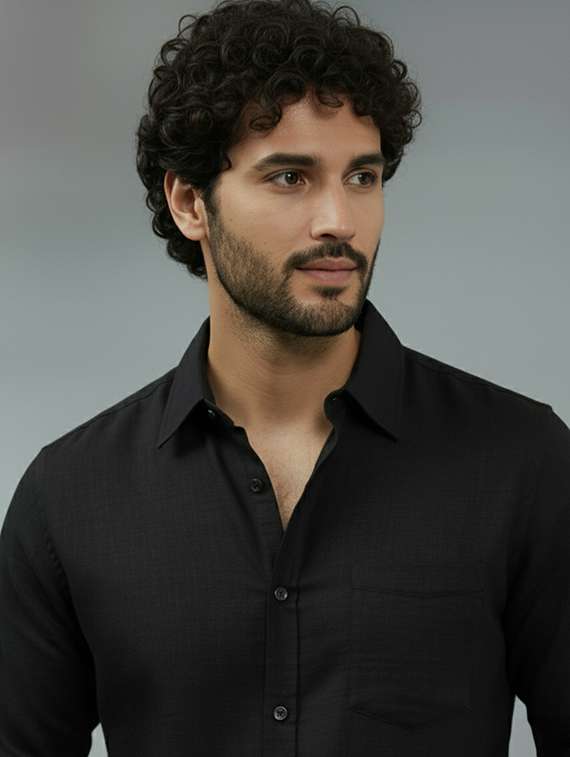 Men Solid Long Sleeve Regular Fit Casual Shirt - 22325064 -  Standard Image - 3