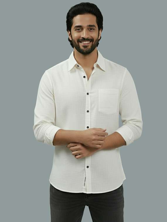 men solid long sleeve regular fit casual shirt