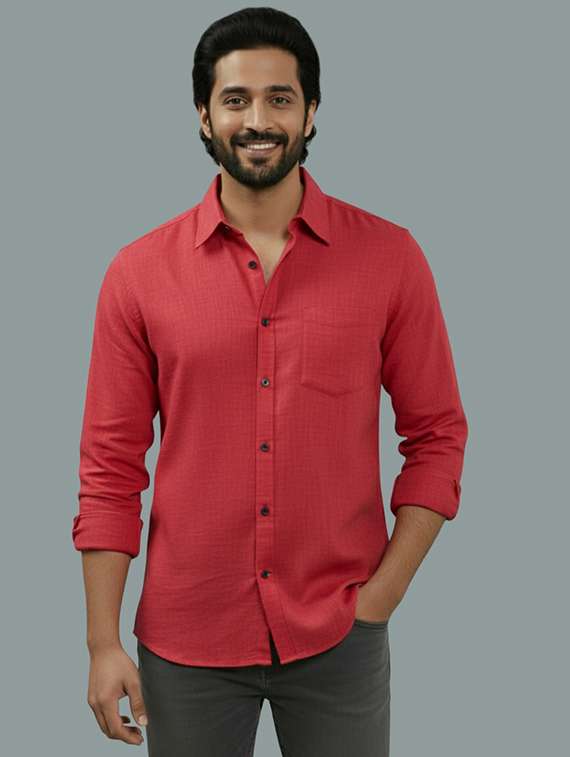 men solid long sleeve regular fit casual shirt