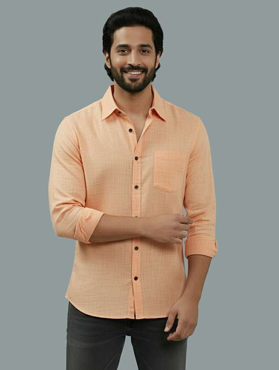 men solid long sleeve regular fit casual shirt