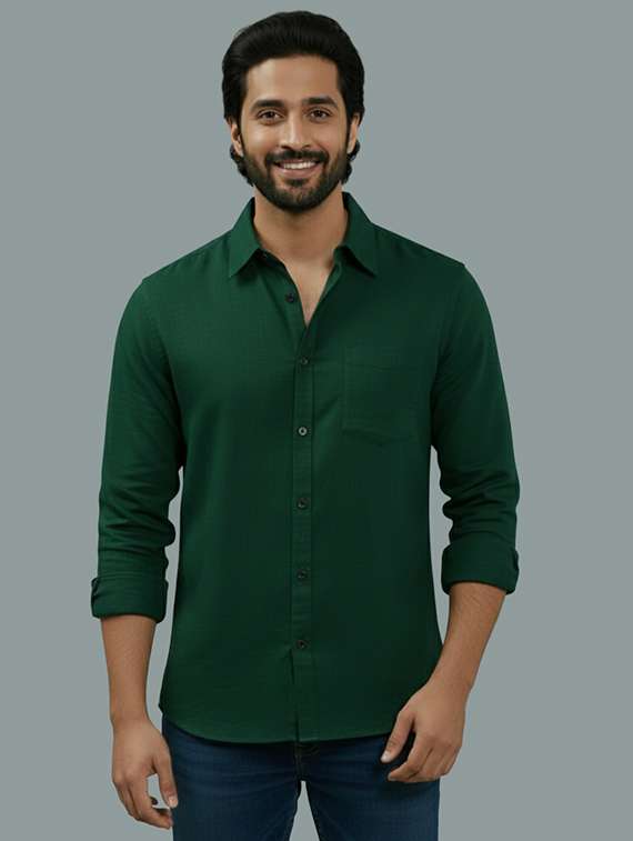 men solid long sleeve regular fit casual shirt