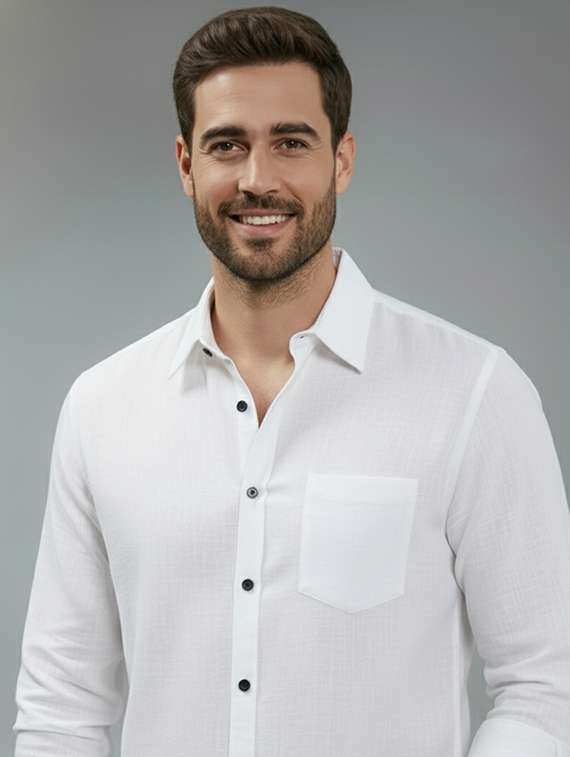 men solid long sleeve regular fit casual shirt - 22325087 -  Standard Image - 3