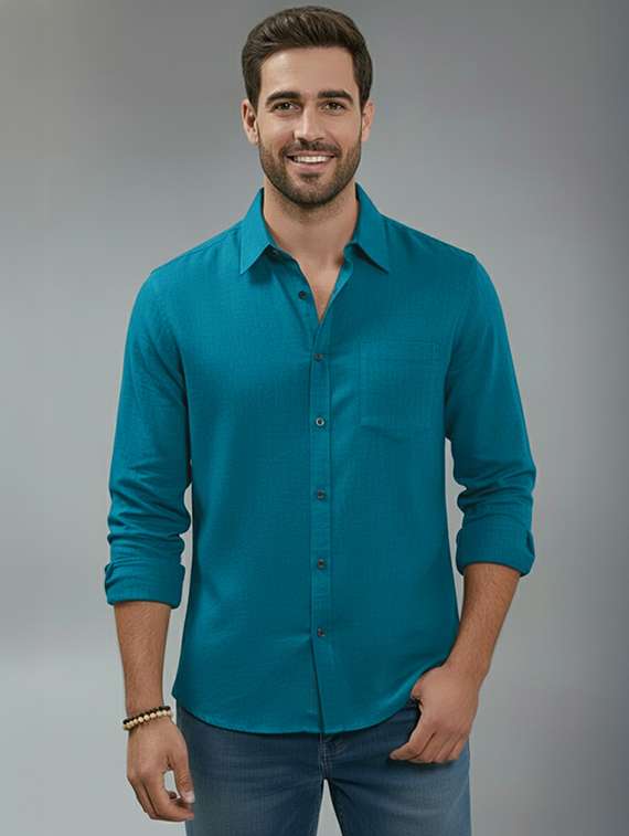 men solid long sleeve regular fit casual shirt