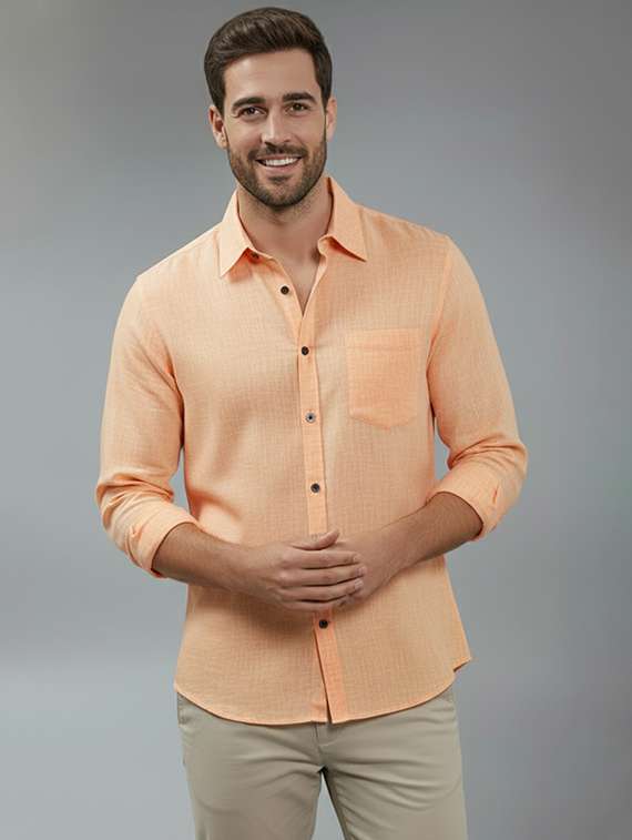 men solid long sleeve regular fit casual shirt