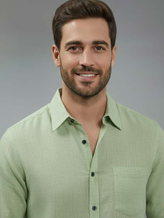 men solid long sleeve regular fit casual shirt - 22325100 -  Standard Image - 3