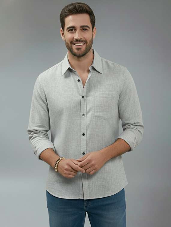 men solid long sleeve regular fit casual shirt