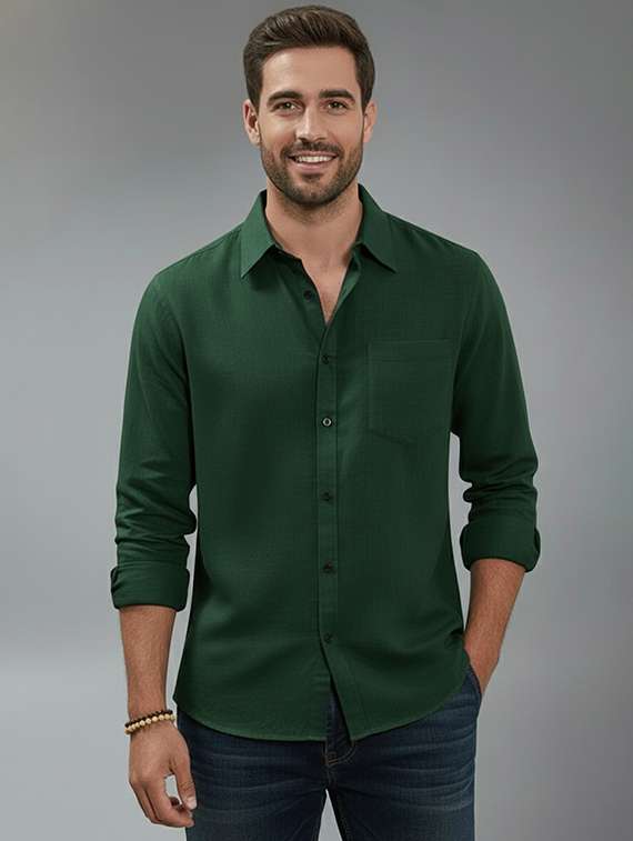 men solid long sleeve regular fit casual shirt