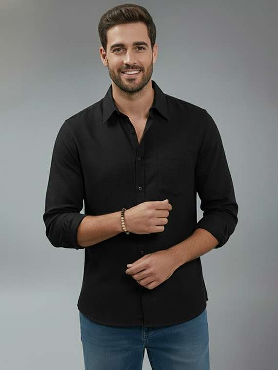men solid long sleeve regular fit casual shirt