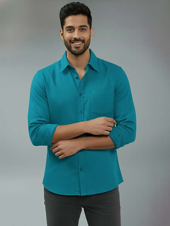 men solid long sleeve regular fit casual shirt