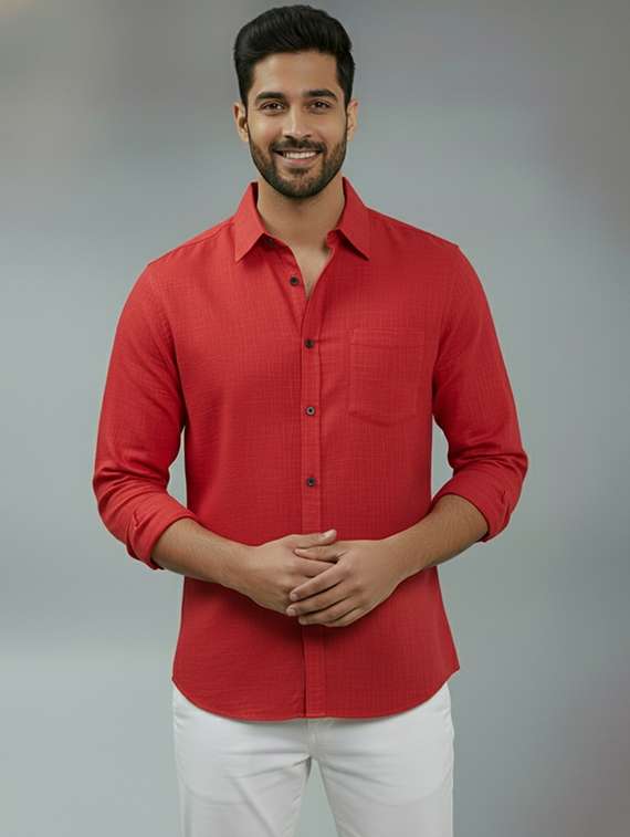 men solid long sleeve regular fit casual shirt