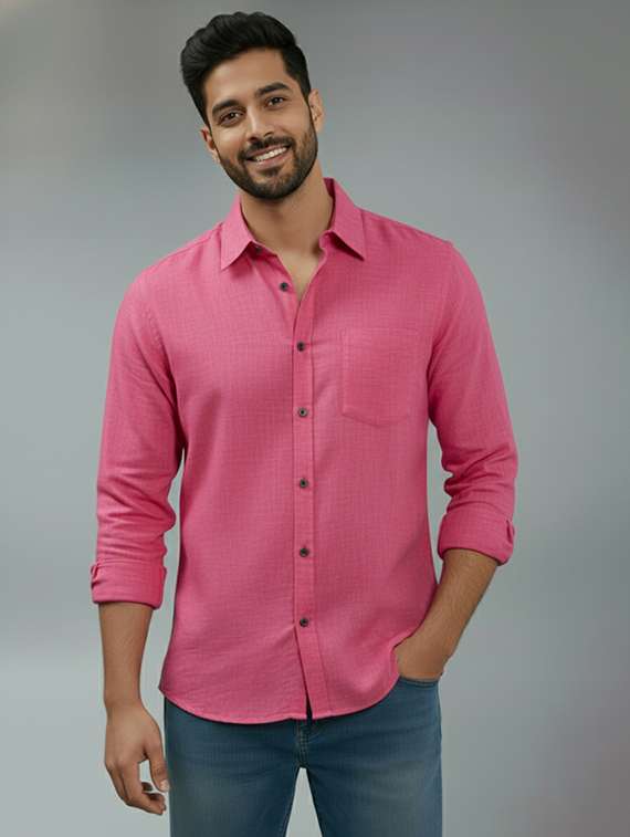 men solid long sleeve regular fit casual shirt