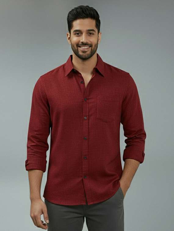 men solid long sleeve regular fit casual shirt