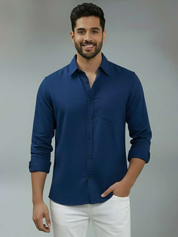 men solid long sleeve regular fit casual shirt
