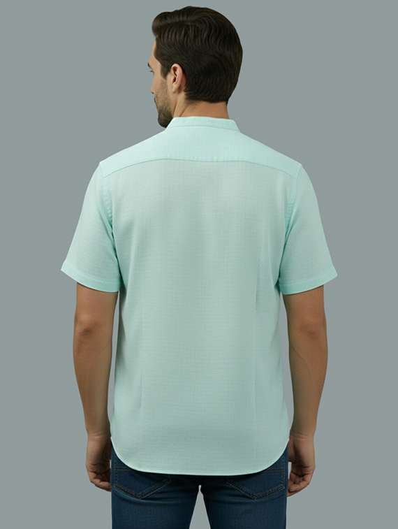 men solid mandarin neck regular fit casual shirt - 22325154 -  Standard Image - 3