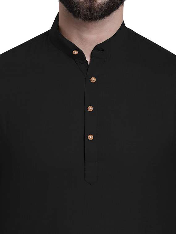men solid mandarin neck short kurta - 22325268 -  Standard Image - 3