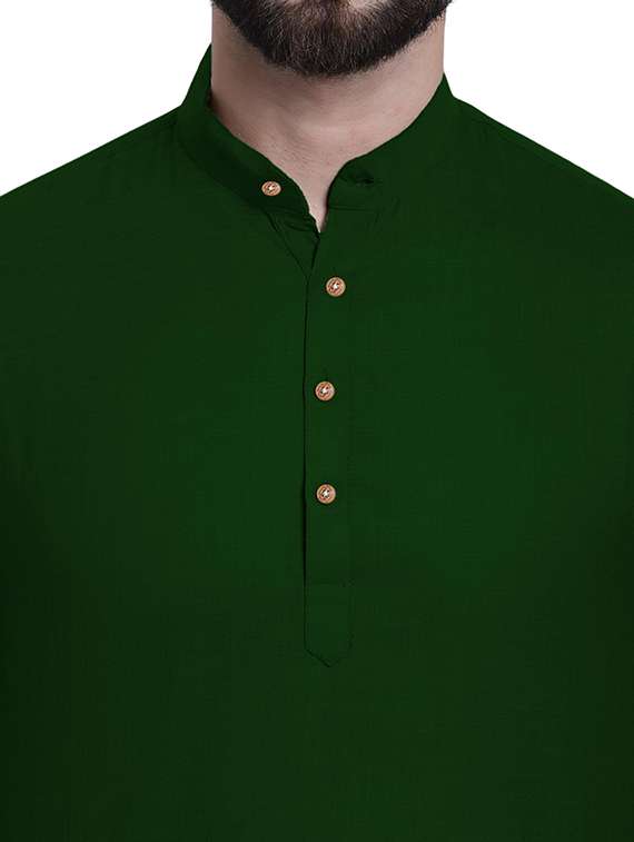 Men Solid Mandarin Neck Short Kurta - 22325269 -  Standard Image - 3