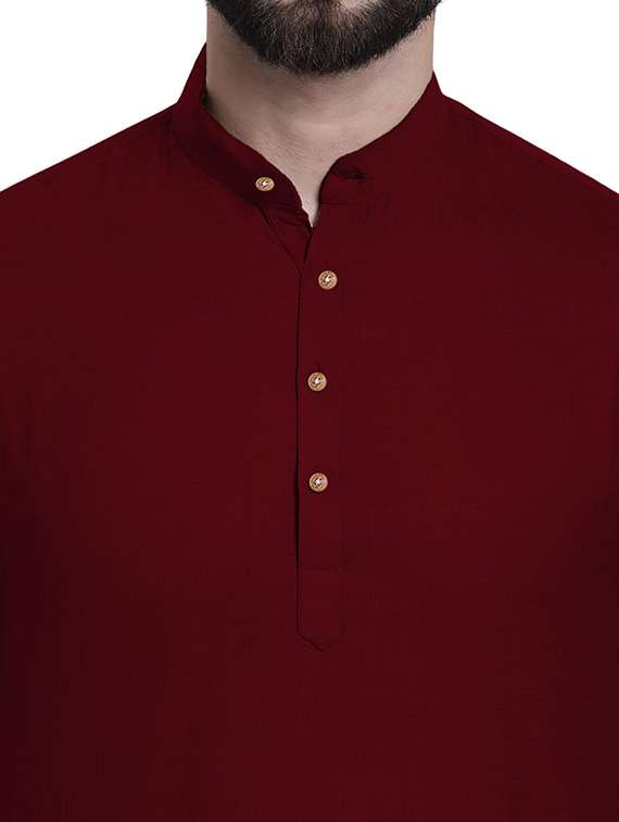 Men Solid Mandarin Neck Short Kurta - 22325271 -  Standard Image - 3