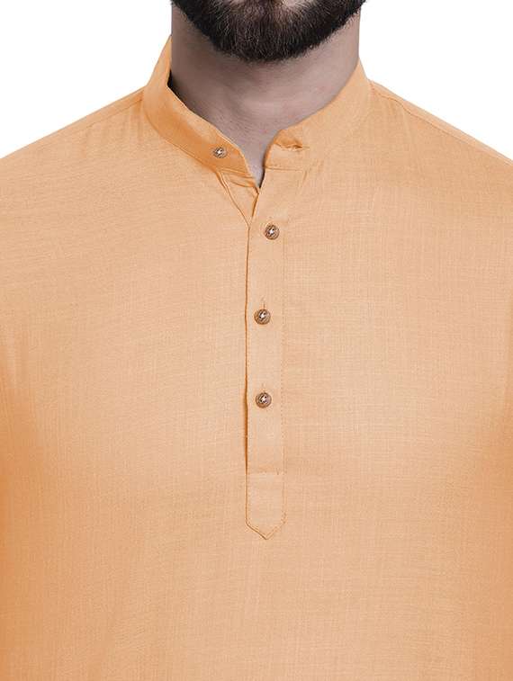 men solid mandarin neck short kurta - 22325273 -  Standard Image - 3