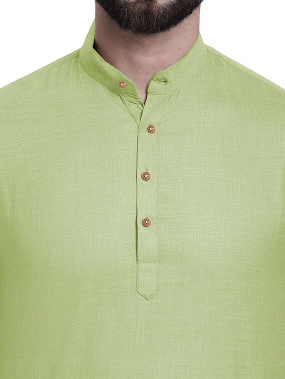 men solid mandarin neck short kurta - 22325279 -  Standard Image - 3