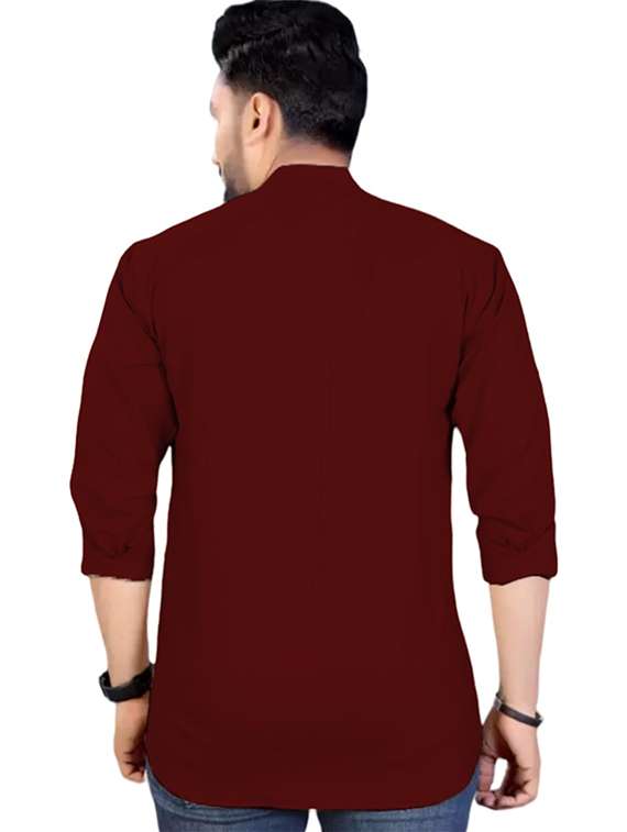 men solid mandarin neck short kurta - 22325288 -  Standard Image - 3