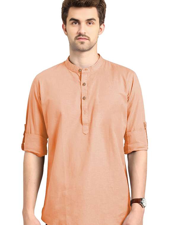 men solid mandarin neck short kurta