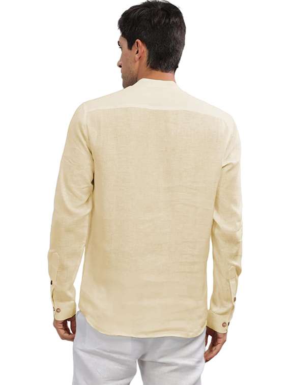 men solid mandarin neck short kurta - 22325352 -  Standard Image - 3