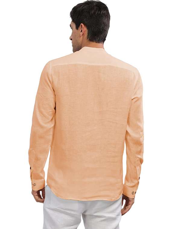 men solid mandarin neck short kurta - 22325358 -  Standard Image - 3