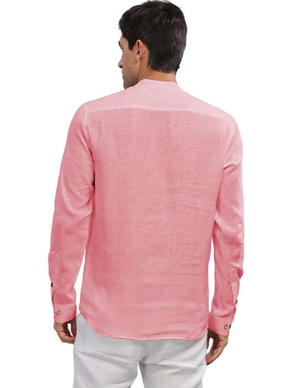 men solid mandarin neck short kurta - 22325359 -  Standard Image - 3