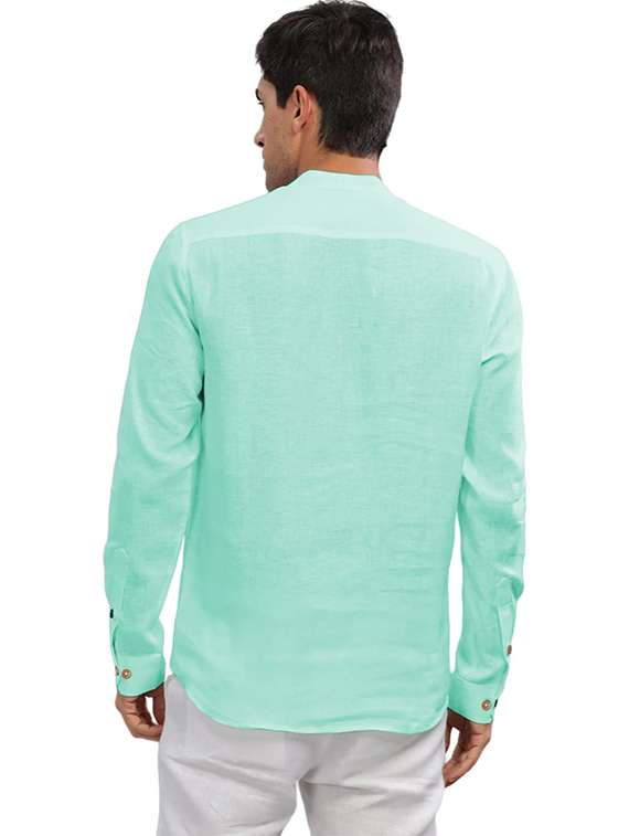 men solid mandarin neck short kurta - 22325361 -  Standard Image - 3