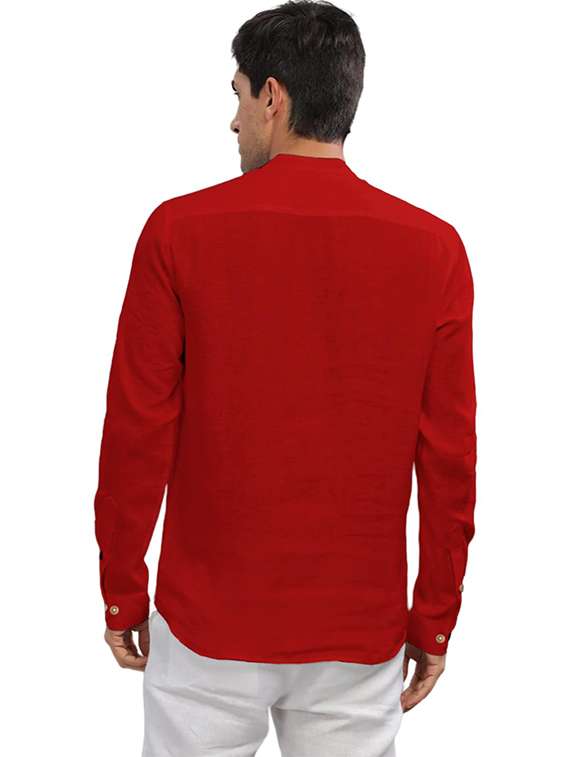 men solid mandarin neck short kurta - 22325362 -  Standard Image - 3
