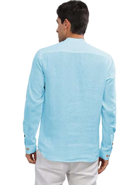 men solid mandarin neck short kurta - 22325365 -  Standard Image - 3