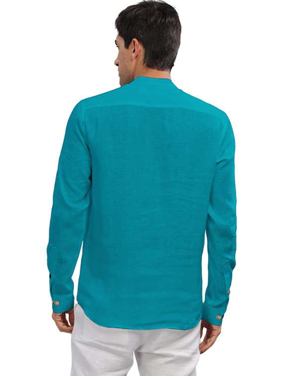 men solid mandarin neck short kurta - 22325366 -  Standard Image - 3