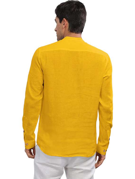 men solid mandarin neck short kurta - 22325368 -  Standard Image - 3