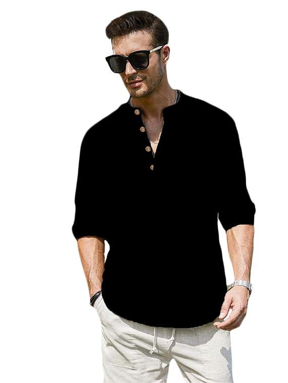 men solid mandarin neck short kurta