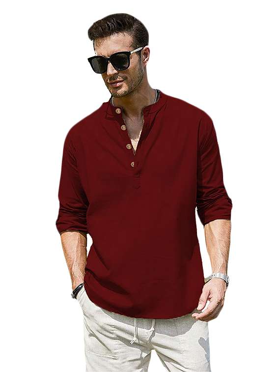 men solid mandarin neck short kurta