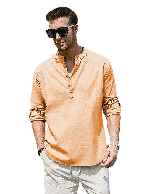 men solid mandarin neck short kurta