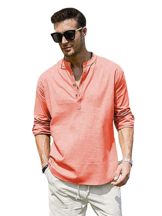 men solid mandarin neck short kurta