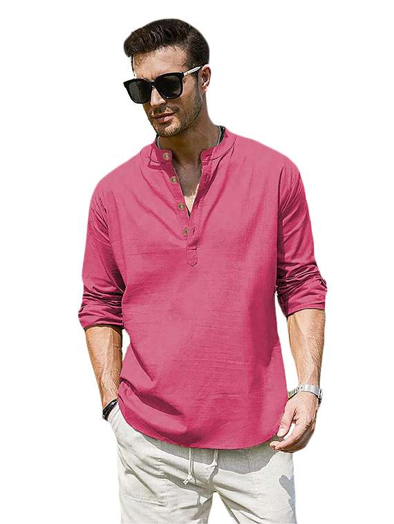 men solid mandarin neck short kurta