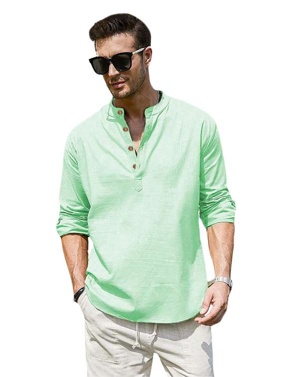 men solid mandarin neck short kurta
