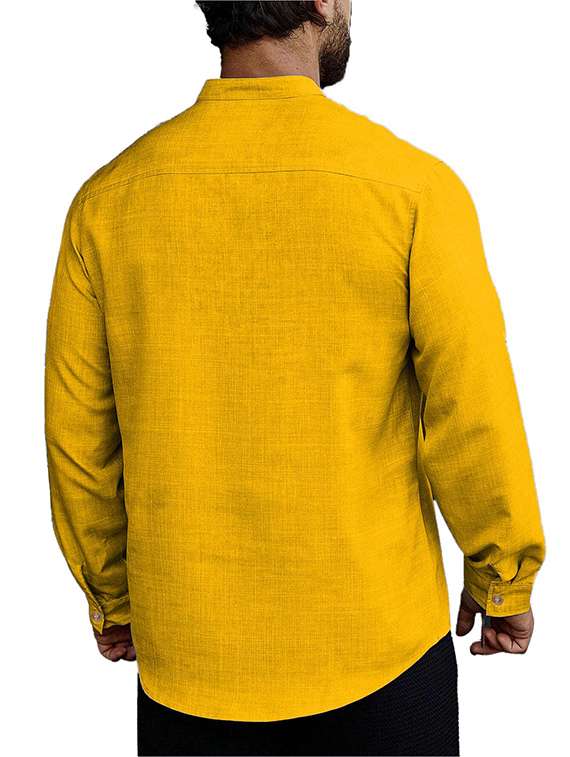 men solid mandarin neck short kurta - 22325400 -  Standard Image - 3